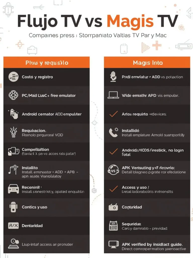 flujo tv vs magis tv Comparativa enfocada en uso en PC (Windows) y Mac.